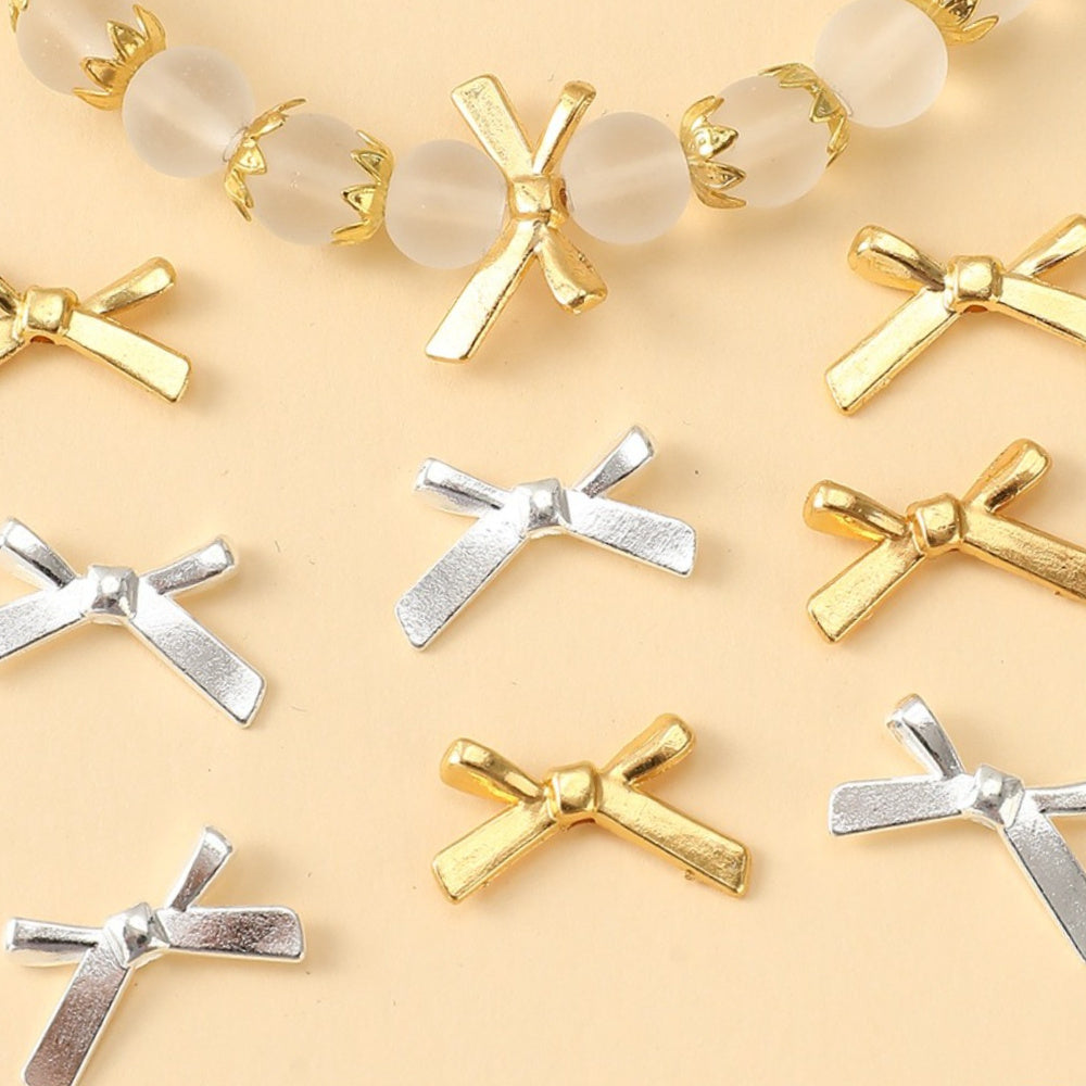 20pcs 12x20mm Bow Alloy Spacer Pendant Beads