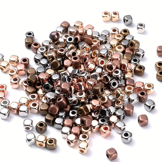 200pcs 3mm Square CCB Metal Plated Plastic Beads