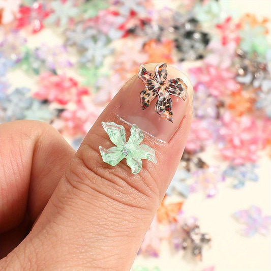 30pcs 15mm Luminous Resin Flower Flatback Beads
