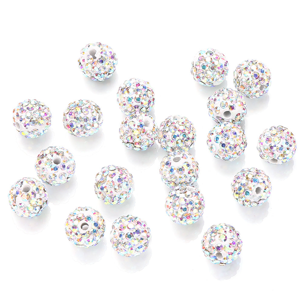 10mm AB Shiny Rhinestone Clay Beads