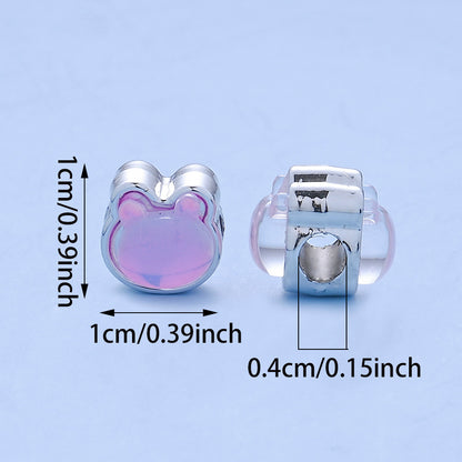 10x10mm Rhinestone Little Bear CCB Beads
