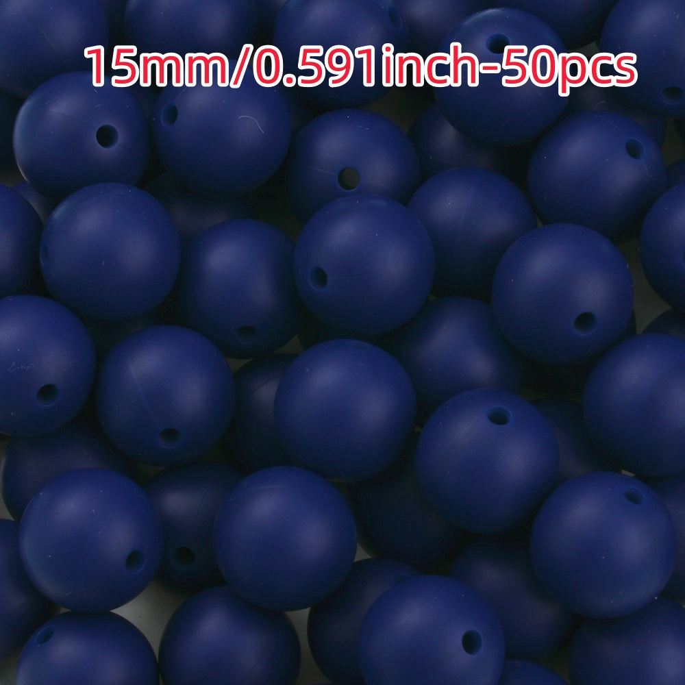 50pcs 12/15mm Rainbow Silicone Round Focal Beads