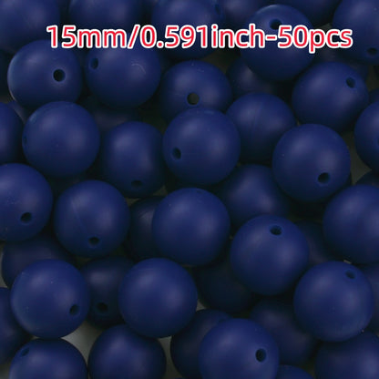 50pcs 12/15mm Rainbow Silicone Round Focal Beads