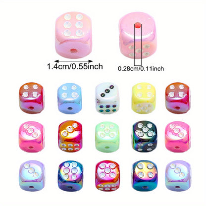 AB Multicolor Square Dice Acrylic Spacer Beads