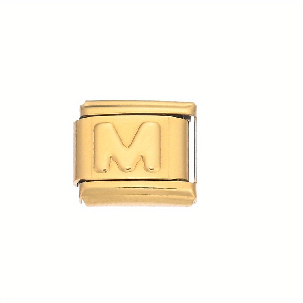 1pc 9x10mm Golden Stainless Steel Letter Bead
