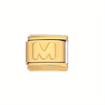 1pc 9x10mm Golden Stainless Steel Letter Bead