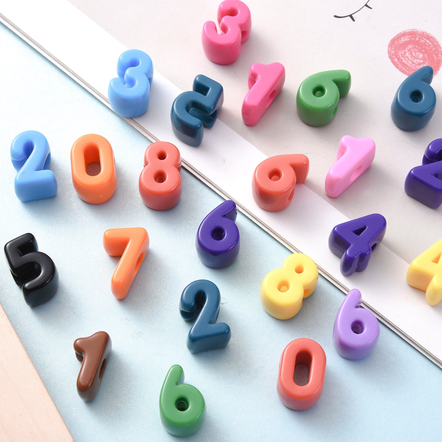 20pcs 10-20mm Colorful Number Acrylic Beads
