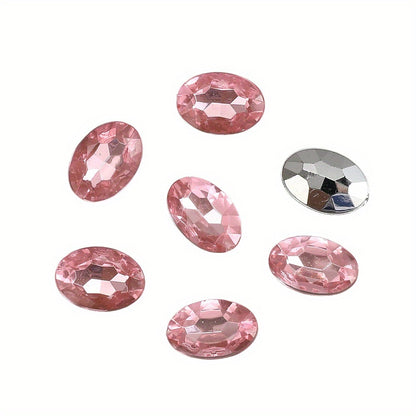 10x14mm Sparkling Oval Acrylic Rhinestone Beads