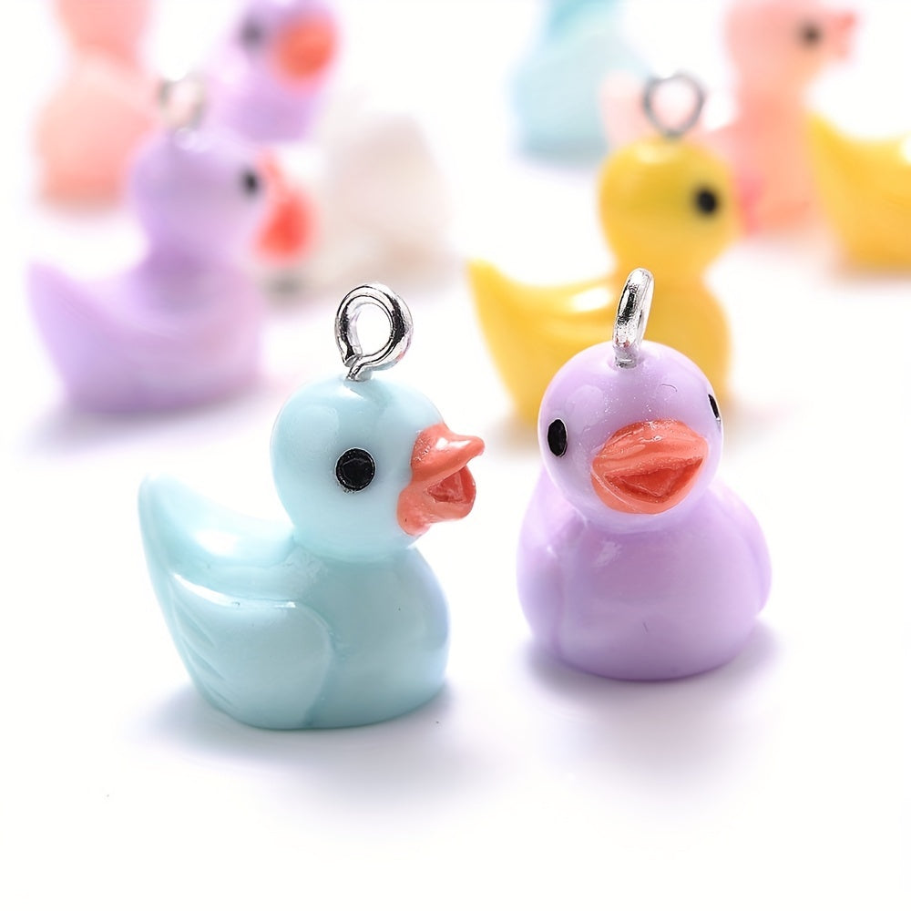 10pcs Cute Duck Resin Charm Beads