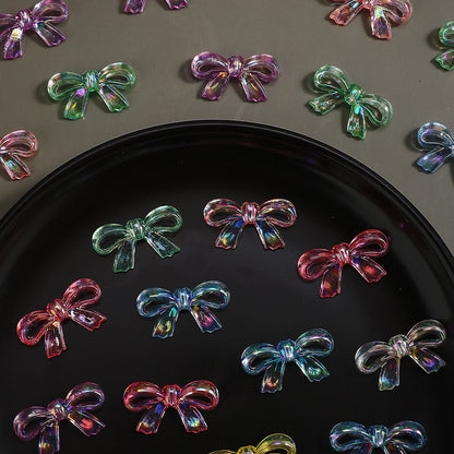 50pcs AB Mixed Color Hollow Bowknot Beads