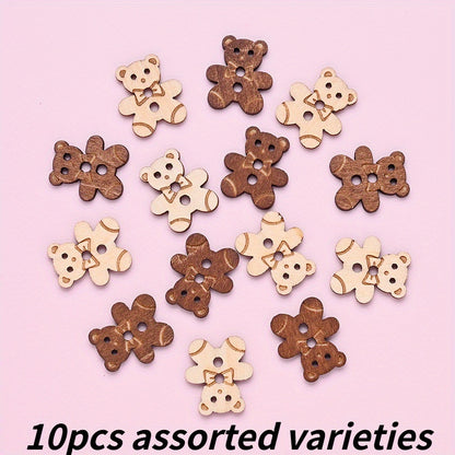 15.8x17.7mm Bear Wooden Button Beads