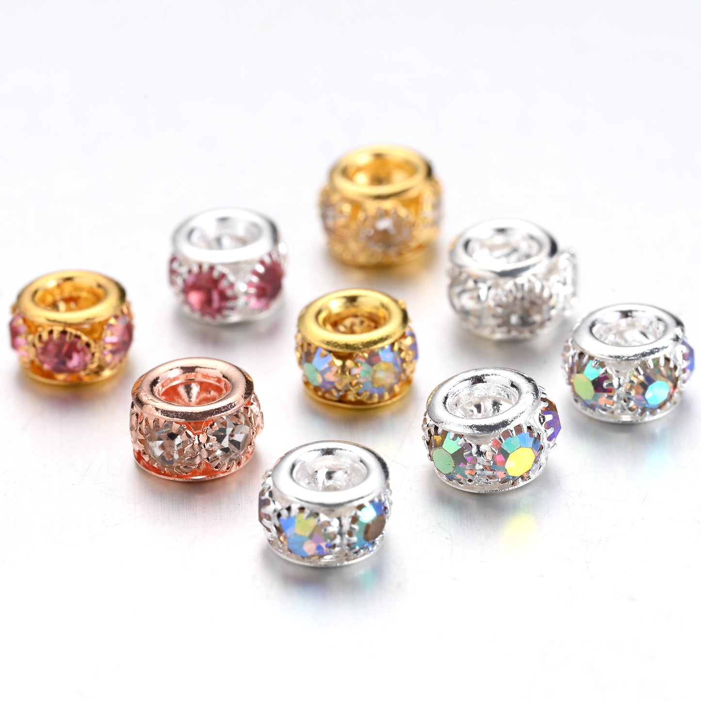 Transparent Glass AB Geometric Rhinestone Spacer Beads
