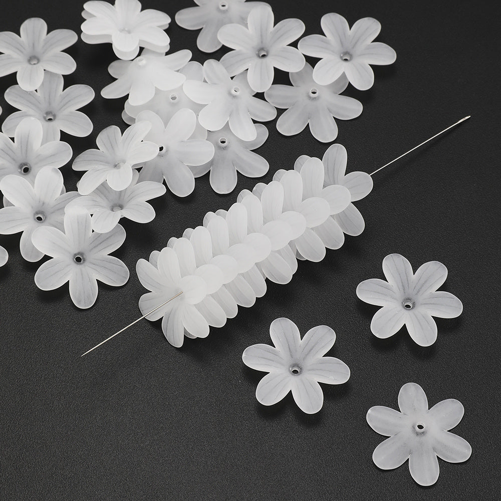 23×26mm Frosted White Flower Acrylic Beads