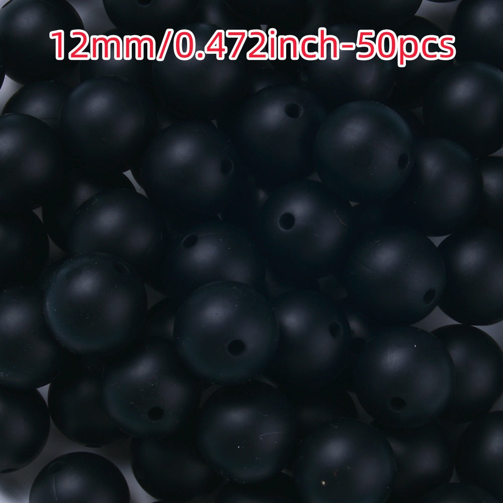 50pcs 12/15mm Rainbow Silicone Round Focal Beads