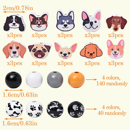 Dog-Themed Wooden Beads