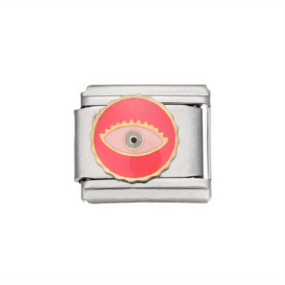 1pc 9x10mm Stainless Steel Evil Eye Module Charm Bead