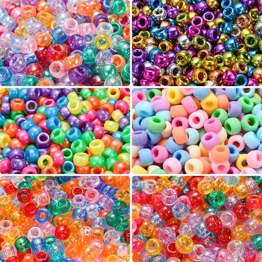 100pcs 6x9mm Large Hole Acrylic Cylindrical Beads