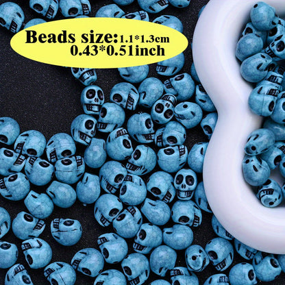 Halloween Imitation Turquoise Skull Acrylic Beads
