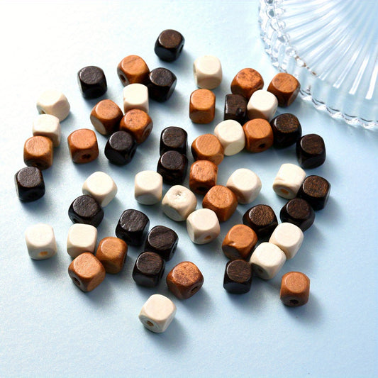 100pcs 10mm Mixed Color Square Wooden Beads