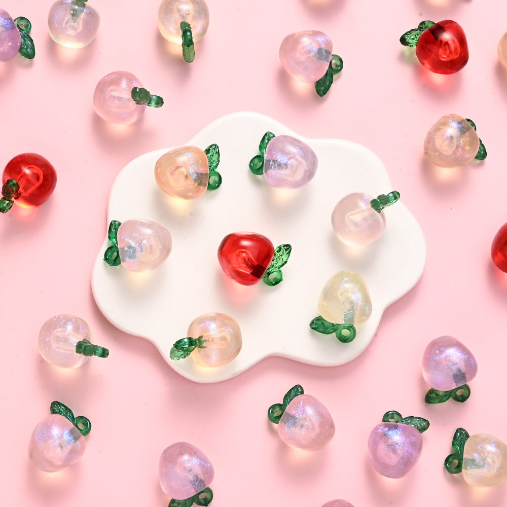 10pcs Cherry Apple Shape Acrylic Charm Beads