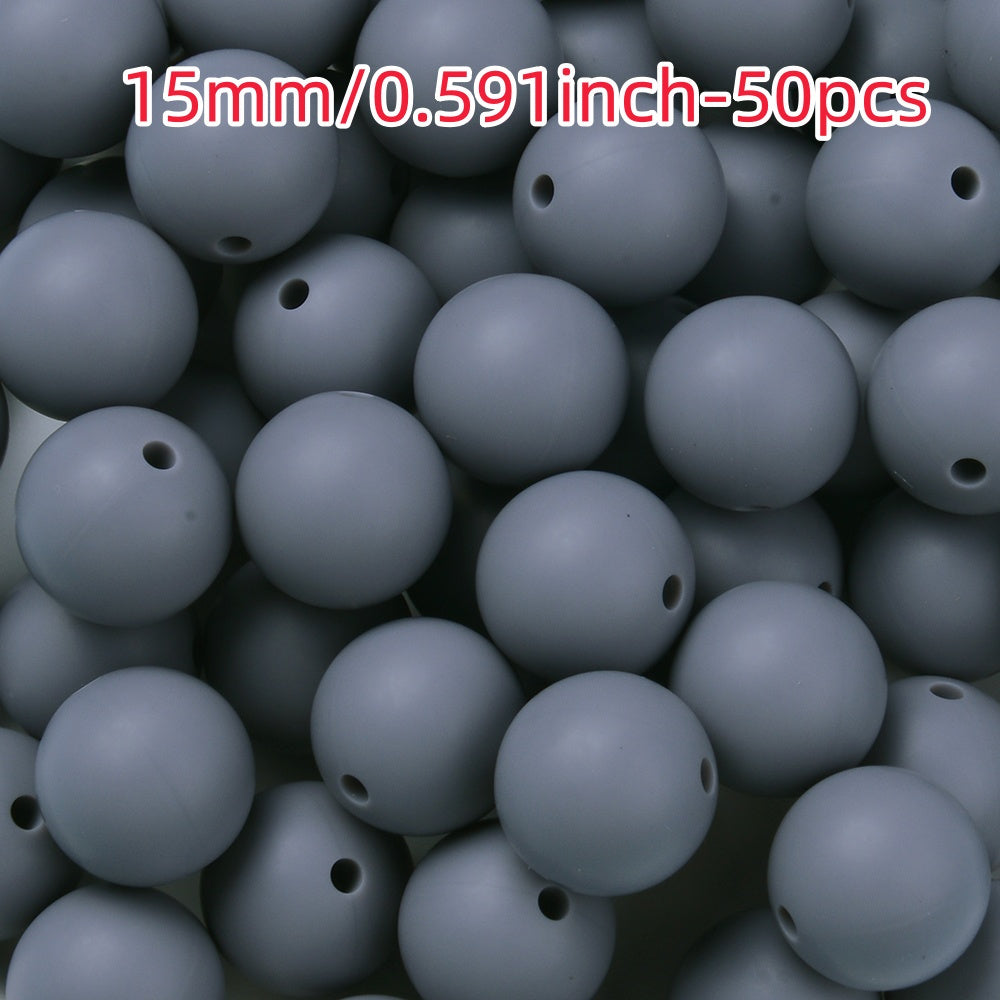 50pcs 12/15mm Rainbow Silicone Round Focal Beads