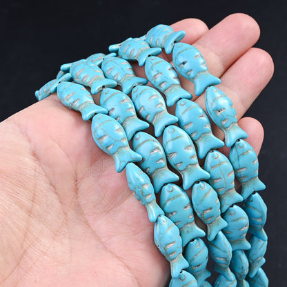 12×23mm Turquoise Blue Fish Stone Beads