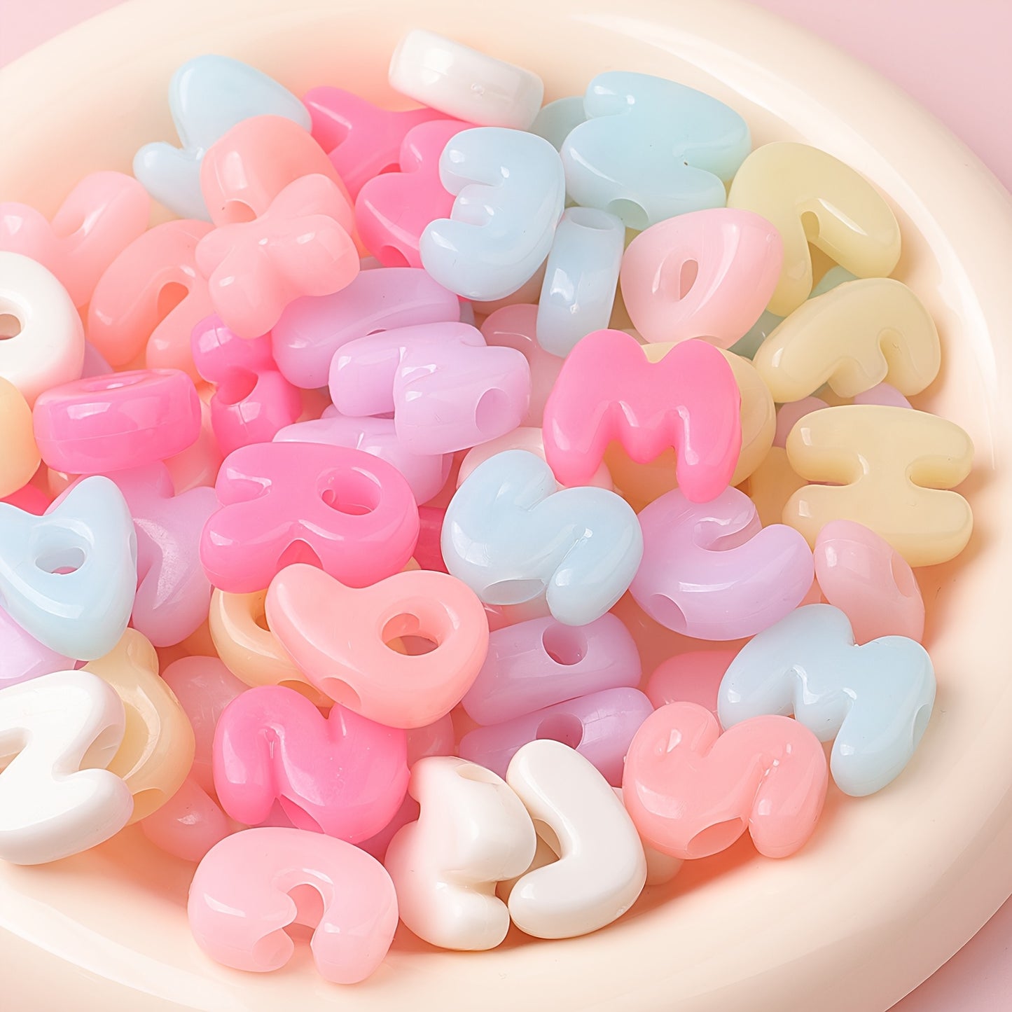 Cream Macaron Acrylic Letter Beads