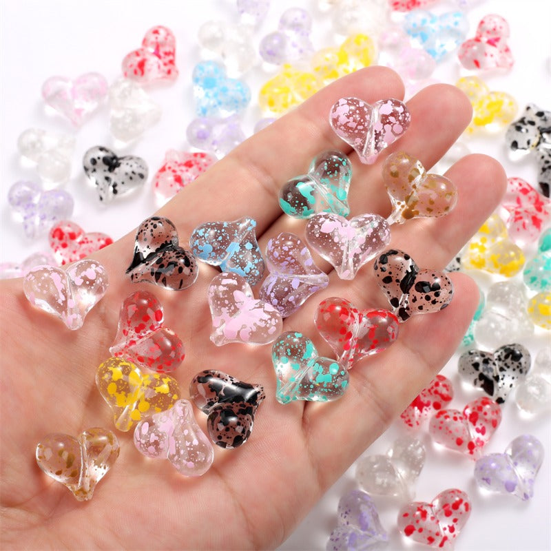 10pcs 17x21mm Starry Sky Heart Acrylic Beads