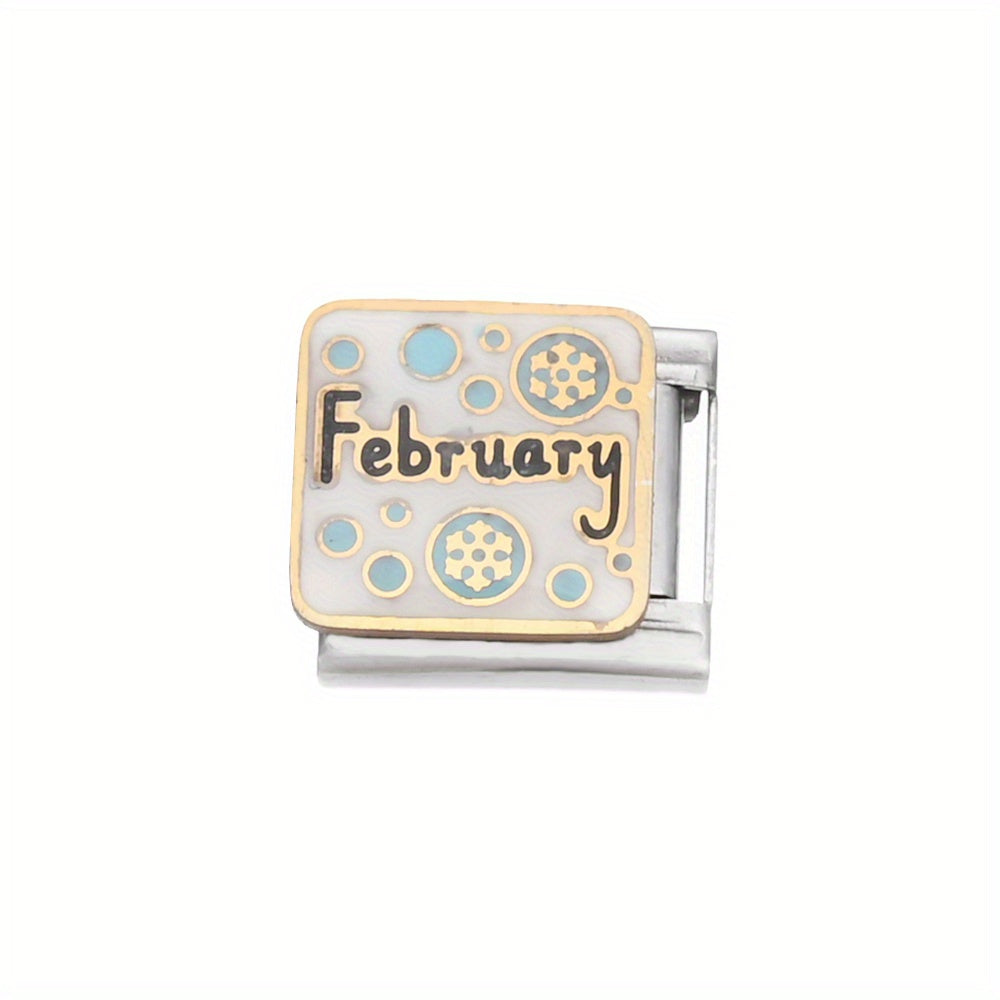 1pc 9x10mm Stainless Steel Month Theme Module Bead
