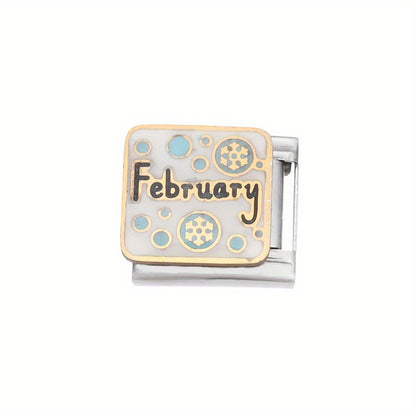 1pc 9x10mm Stainless Steel Month Theme Module Bead
