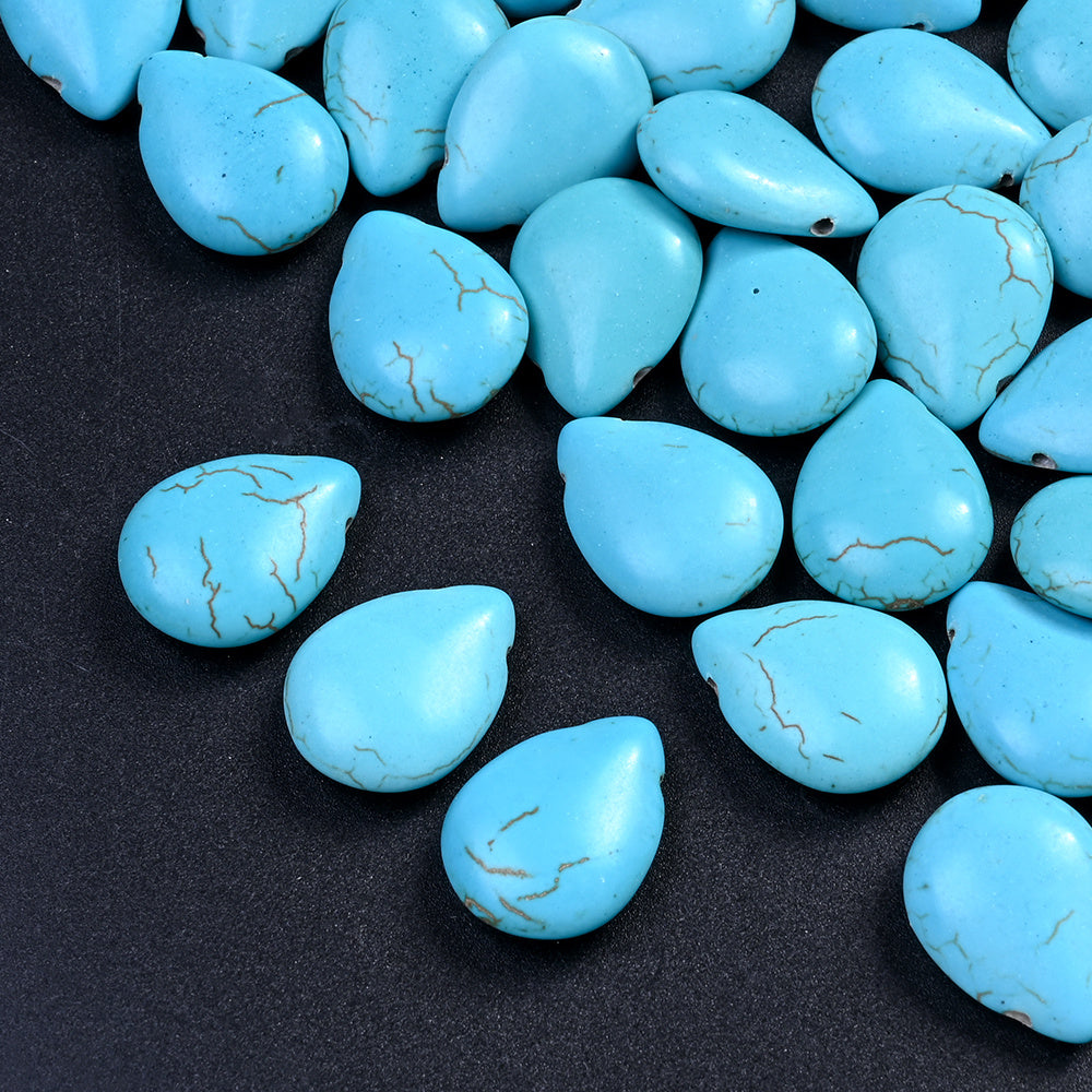 15x20mm Turquoise Flat Water Drop Beads
