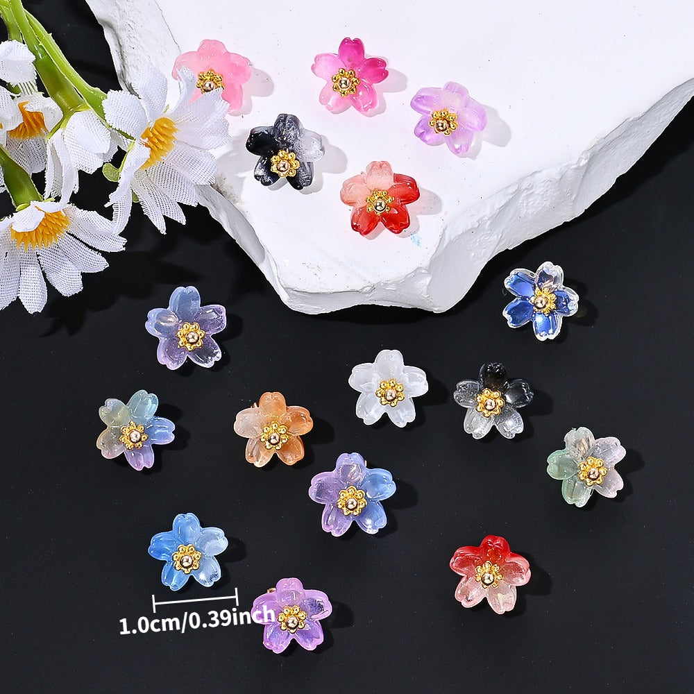 20pcs 10mm Colorful Gradient Glass Flower Beads