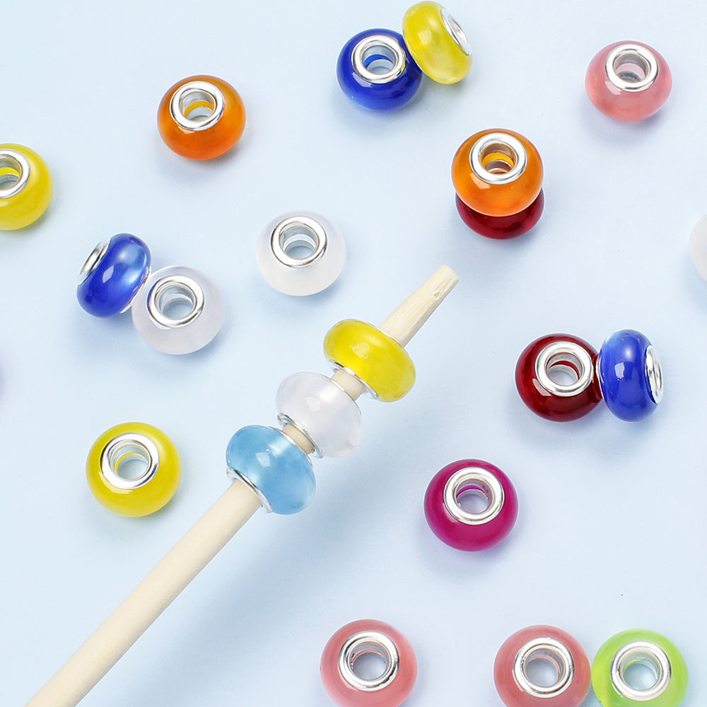 100pcs 9x14mm Big Hole Cat Eye Acrylic Beads
