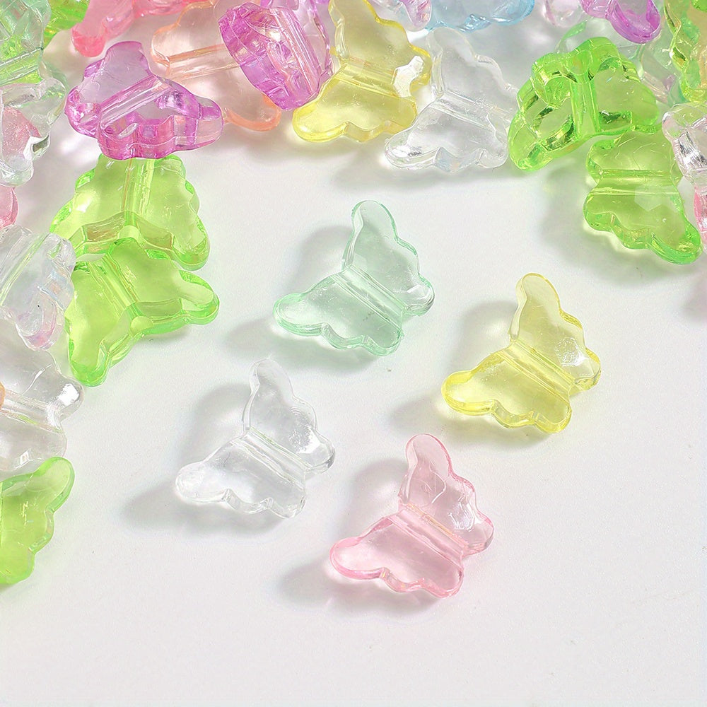 50pcs Transparent Butterfly Acrylic Beads