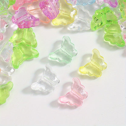 Mixed Color Transparent Acrylic Butterfly Beads