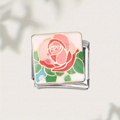 9mm Stainless Steel Italian Flower Charm Bead