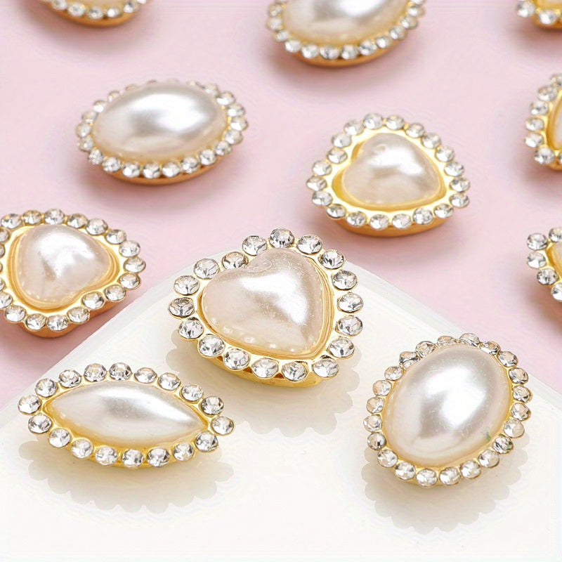 White Imitation Pearl Flatback Oval Heart Beads