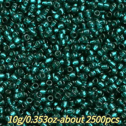 1.5mm Silvery-filled Mini Glass Rice Beads