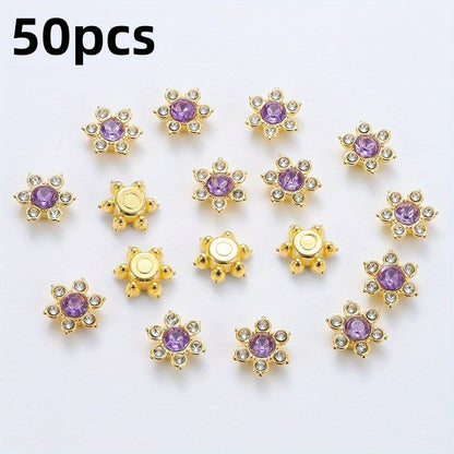 Six Petal Flower Rhinestone Acrylic Beads