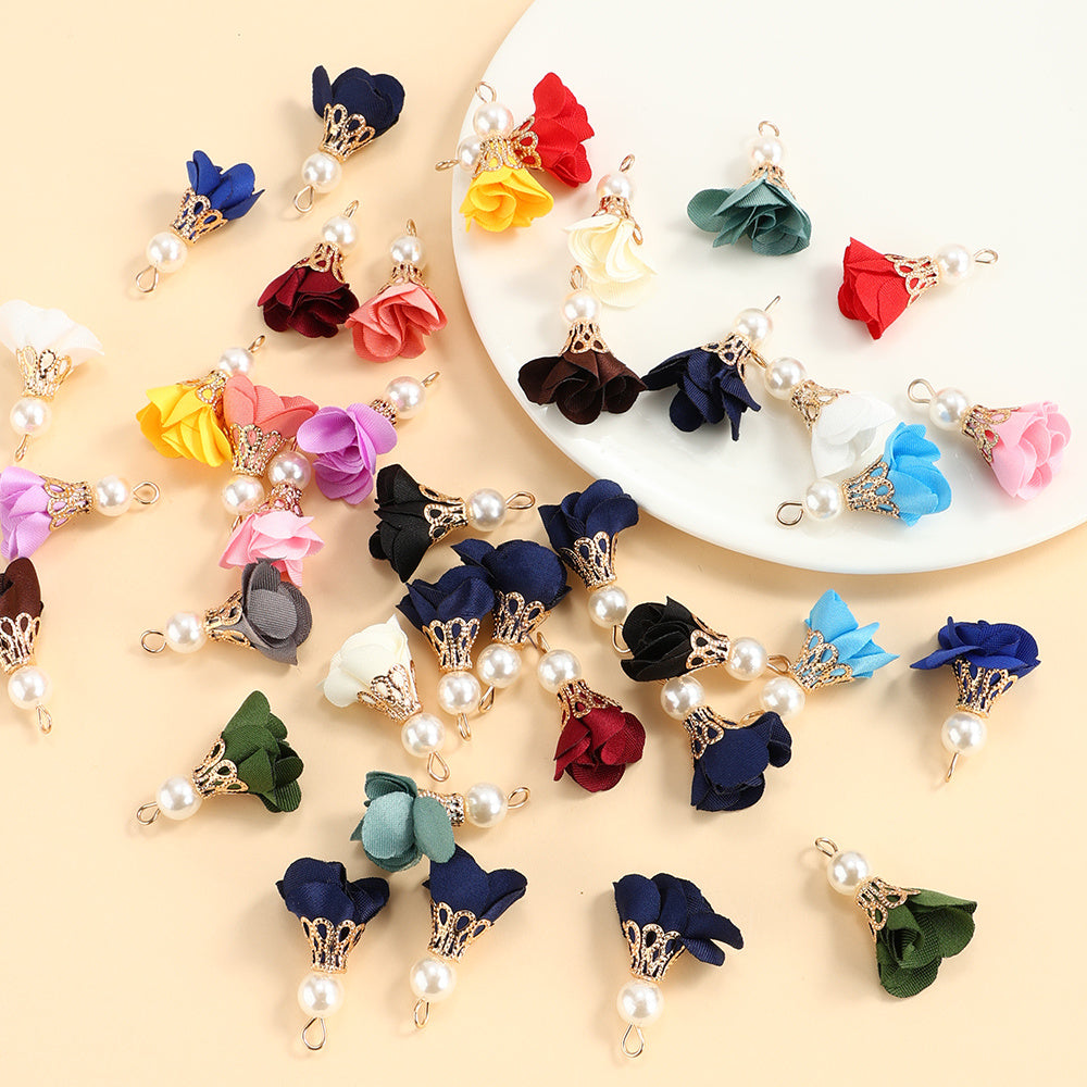 10pcs Colorful Petal Tassel Charm Pendants