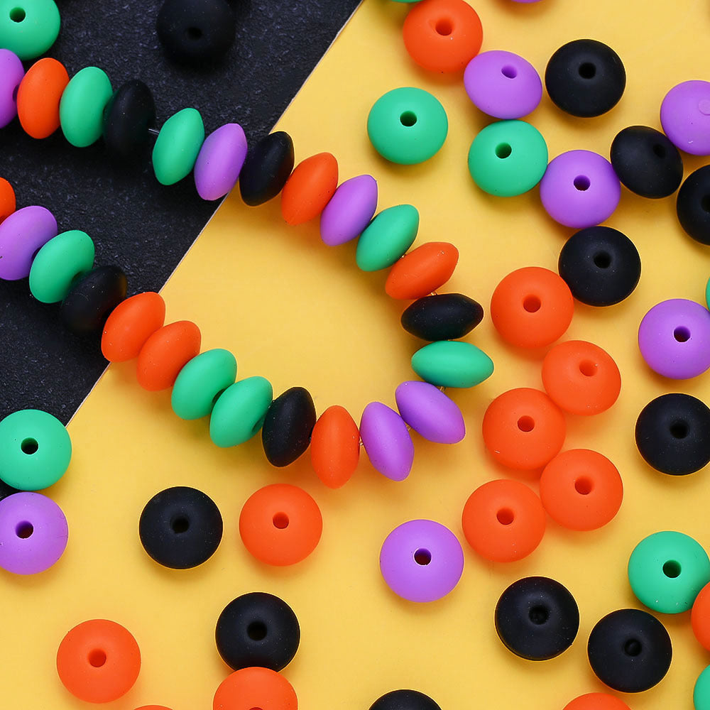 Halloween Oval Silicone Abacus Beads