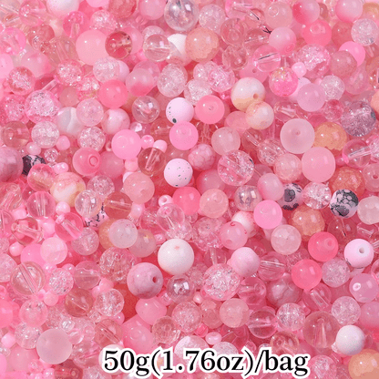50g 3-12mm Multi-Style Glass Round Beads