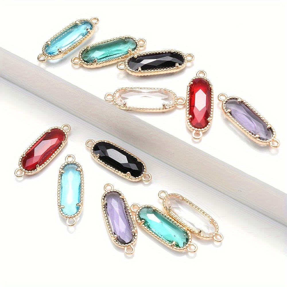 10pcs 7x21mm Minimalist Geometric Crystal Connector Beads
