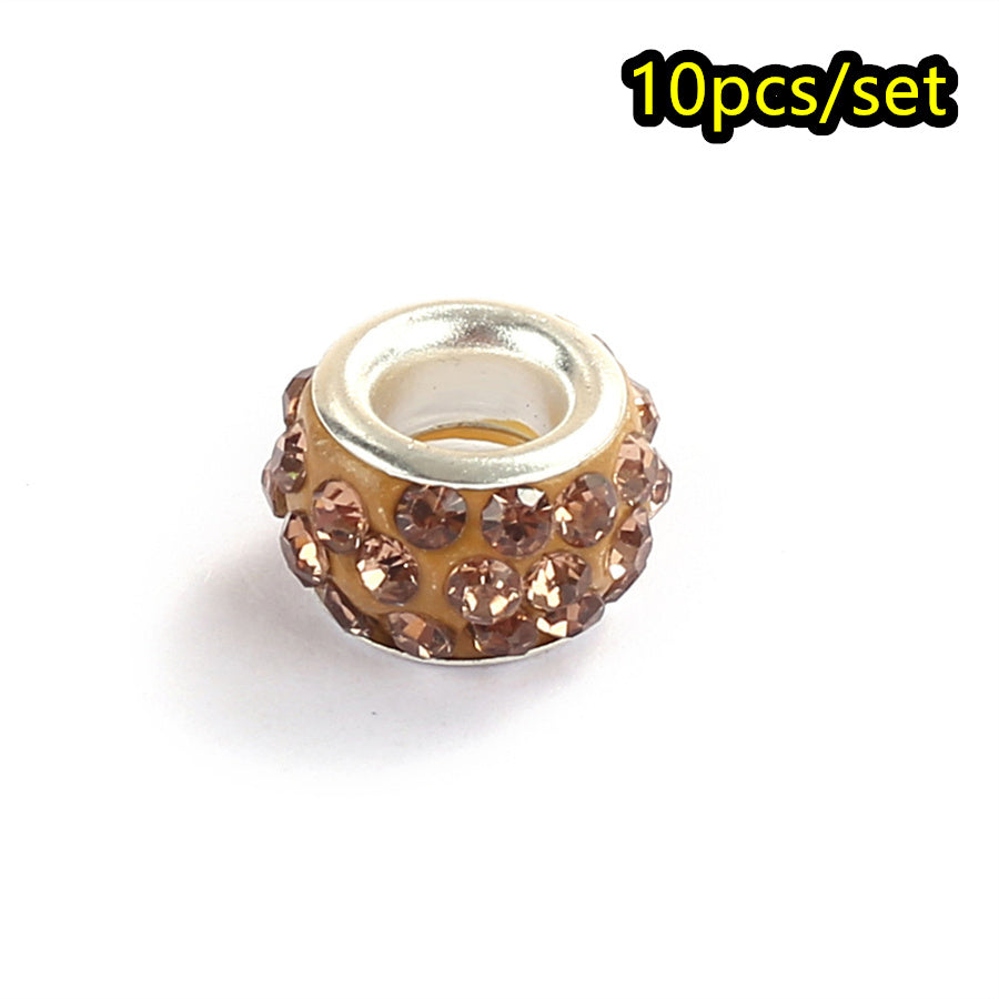 10pcs Colorful Big Hole Rhinestone Spacer Beads