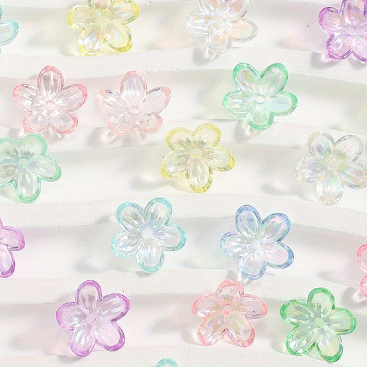 200pcs 12mm Transparent AB Acrylic Flower Beads