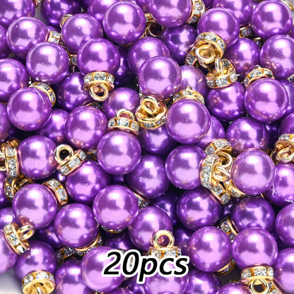 20pcs 10x15mm Multicolor Imitation Pearl Ball Charms