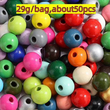 4/6/8/14mm Multicolor Wooden Round Spacer Beads