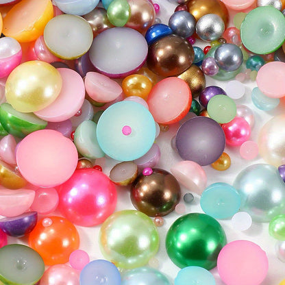 1000pcs Semi Circular Resin Pearl Beads