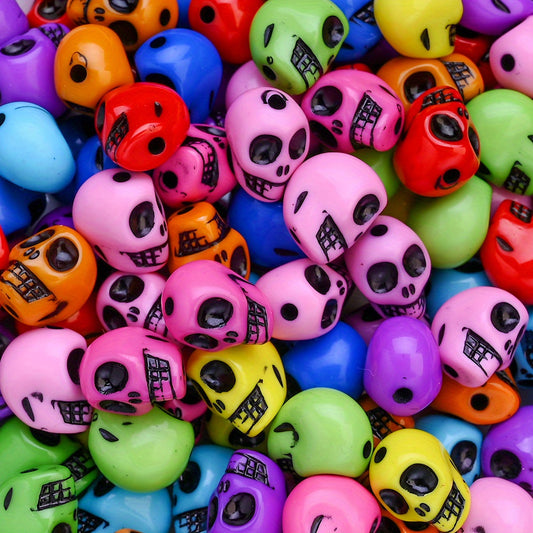 50pcs 9x12mm Halloween Skull Acrylic Beads