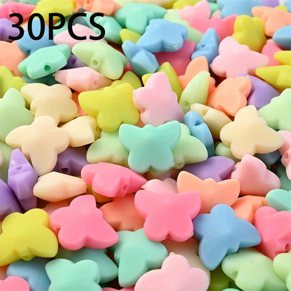 30pcs Colorful Acrylic Butterfly Beads